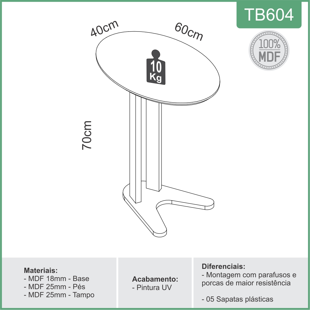 Mesa de encaixe oval - Offwhite