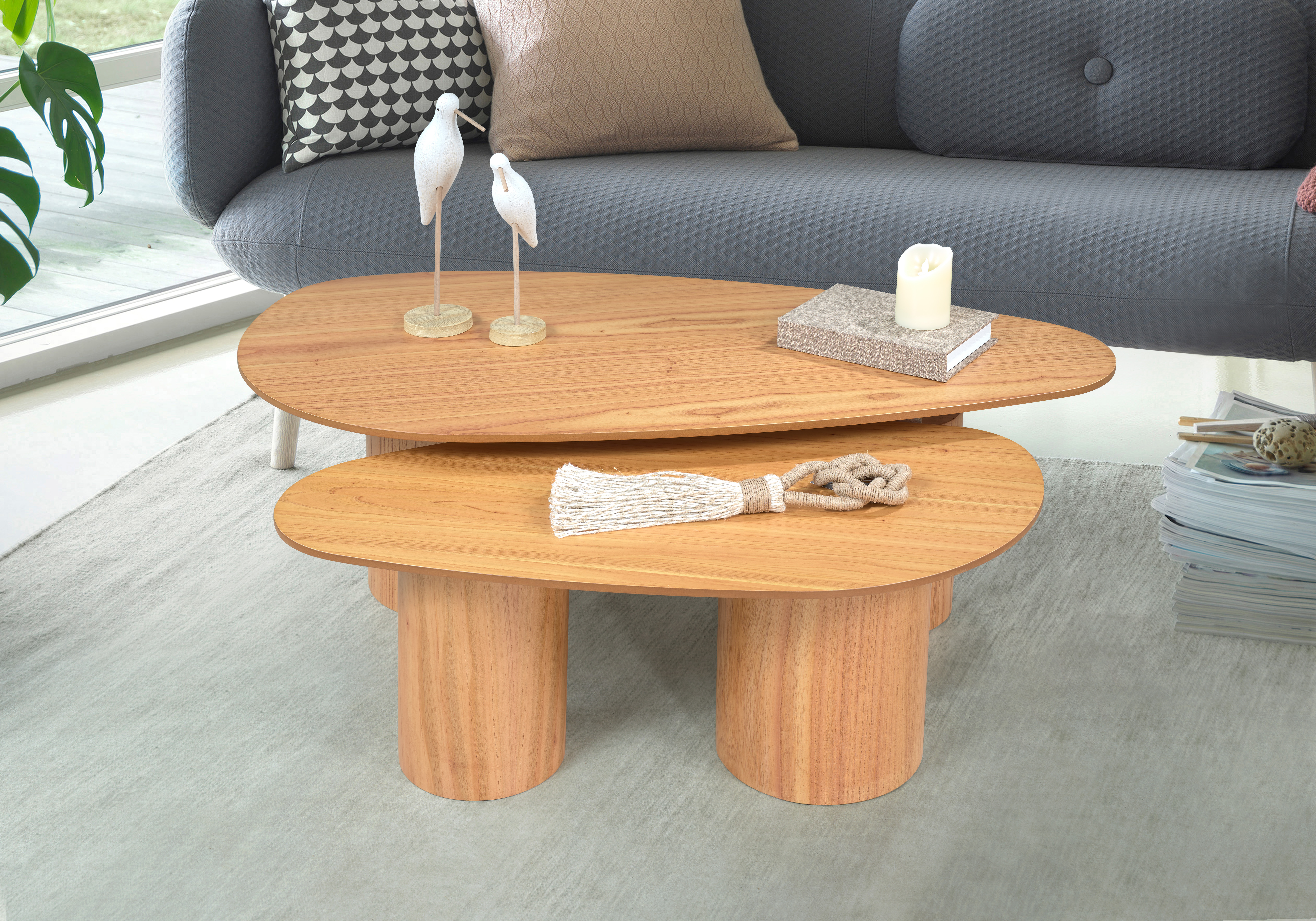 Conjunto Mesa de Centro Imperial com base - Amêndoa