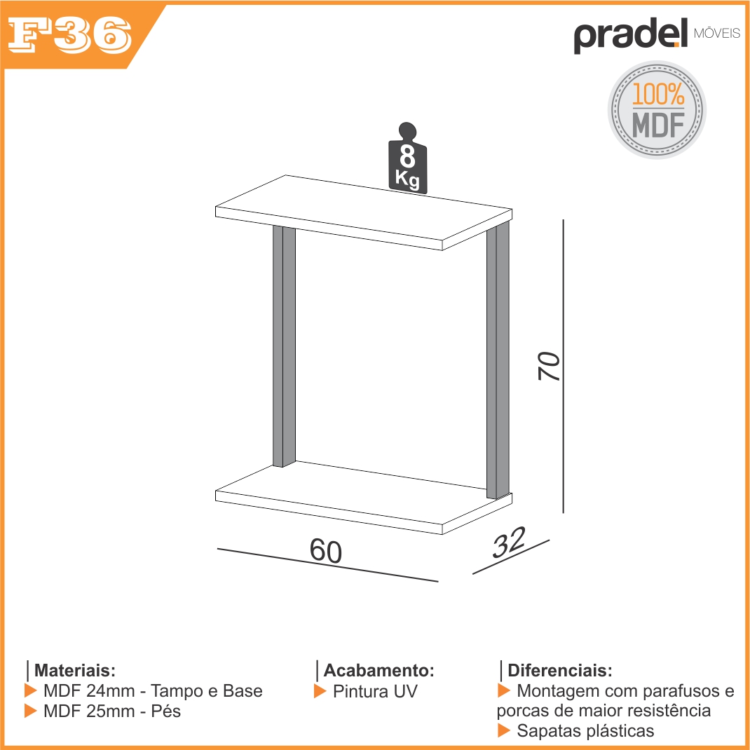 Mesa de Encaixe de sofá industrial