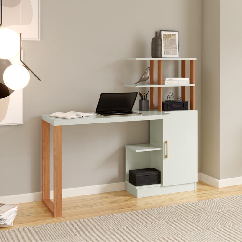 Mesa de escritório com torre- offwhite