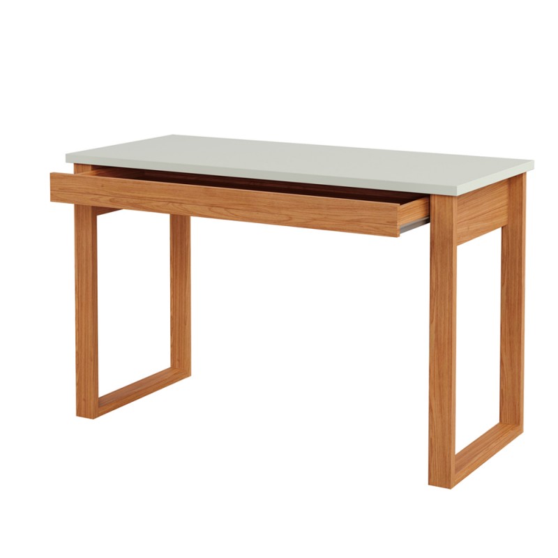 Mesa de escritório industrial com gaveta - offwhite
