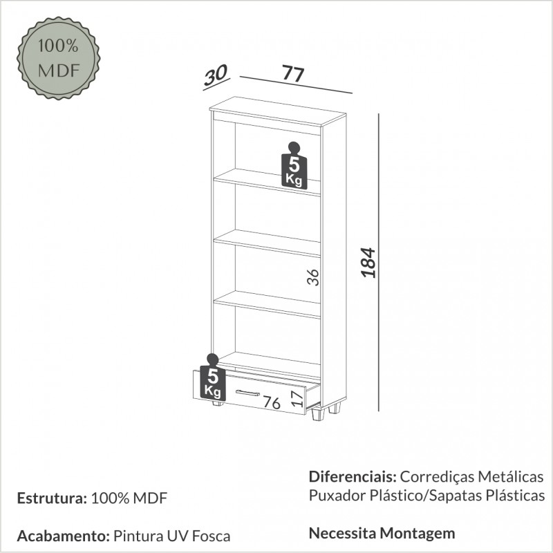 Estante aberta- offwhite